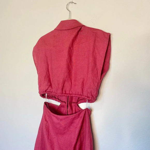 NWOT HEVRON Celine Linen Cut Out Maxi Dress - Picture 9 of 10